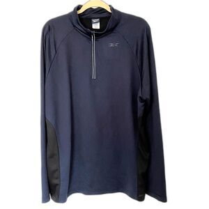 Reebok Sport Men's Cadet Collar Colorblock Pullover Blue Black XXL